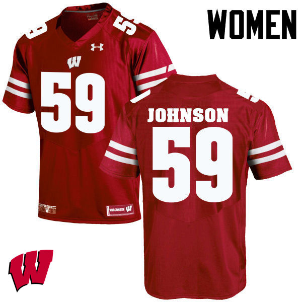 Women Wisconsin Badgers #59 Tyler Johnson College Football Jerseys-Red
